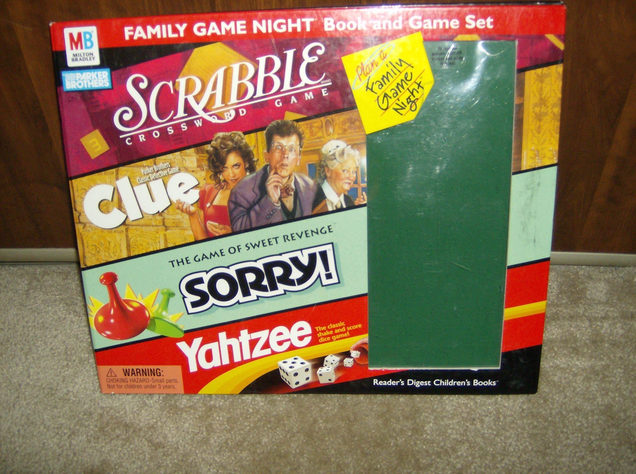 Family Game Night Book and Game Set: Scrabble, Clue, Sorry, Yahtzee